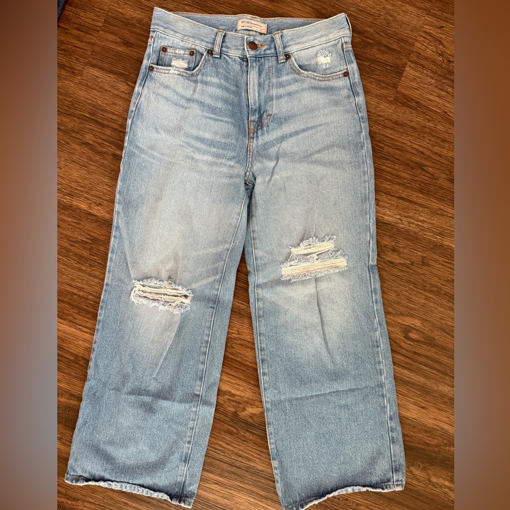 BCBGeneration Wide Leg Distressed Boyfriend Jeans